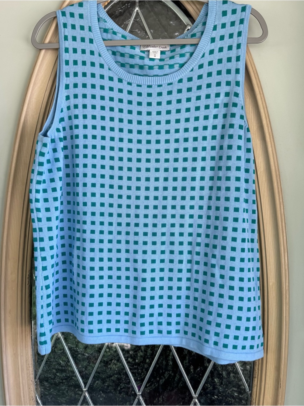 Coldwater Creek Light Blue & Green Shell Tank Top